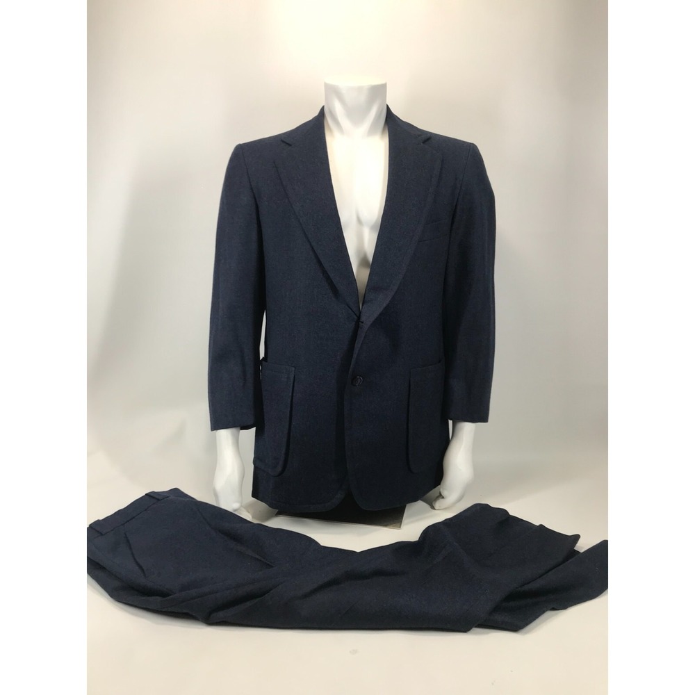 Hickey Freeman Mens Blue Wool Suit Size‎ 44R